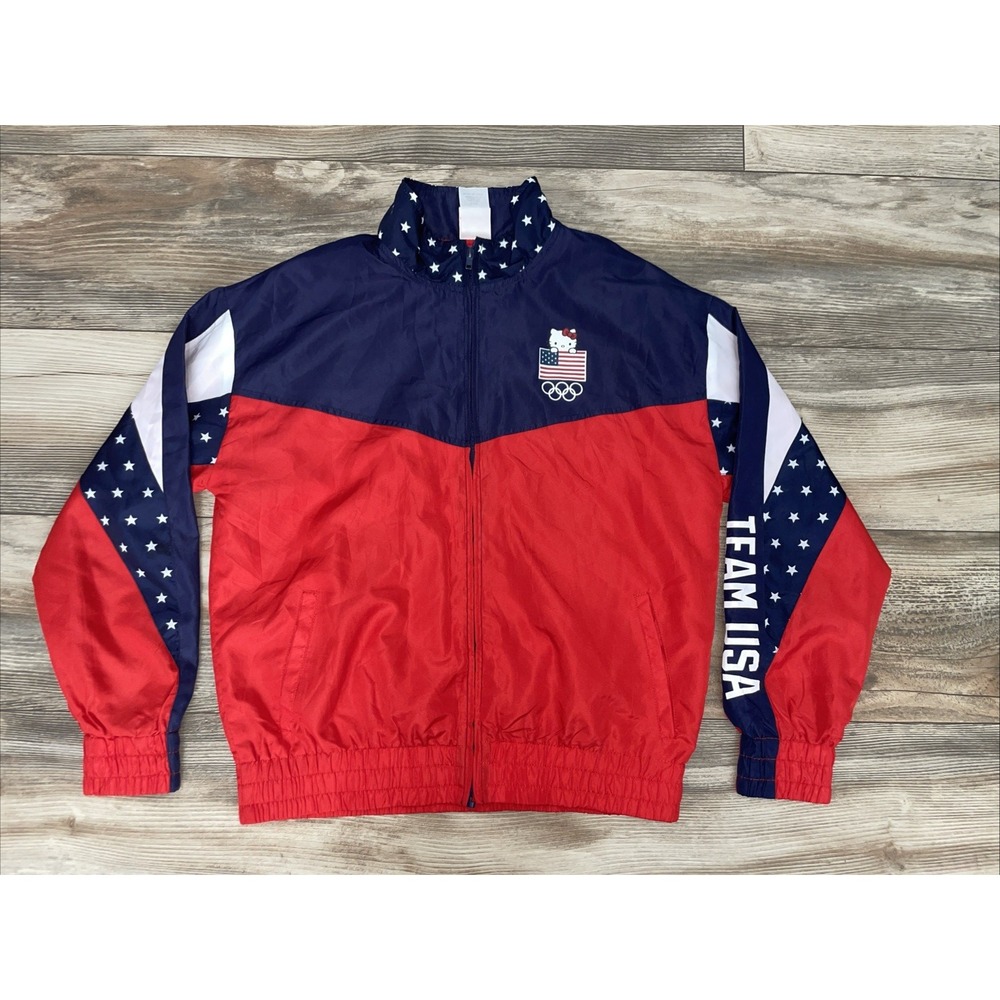 Hello Kitty x Team USA Olympic Jacket Girls XL 14-16 Red White Blue Windbreaker